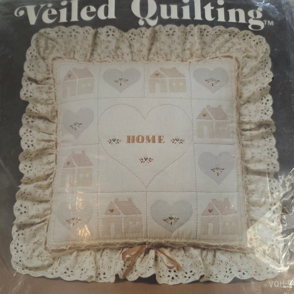 Vintage 1984 Flying Fingers Veiled Quilting Pillow Kits Set of 2 NIP Cottagecore